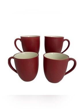 Noritake Colorwave Raspberry Stoneware 12 Oz Mugs - Set Of 4 # 8045Y